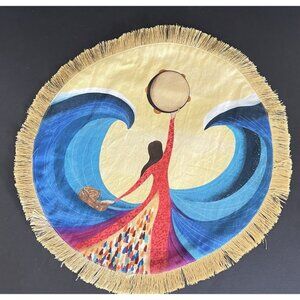 Saphira Branding & Design Placemat Fringe Girl Ocean Waves Tambourine 15" Round